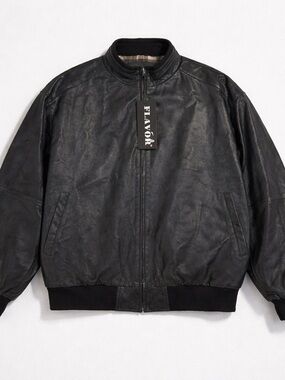 Black Leather Bomber Jacket